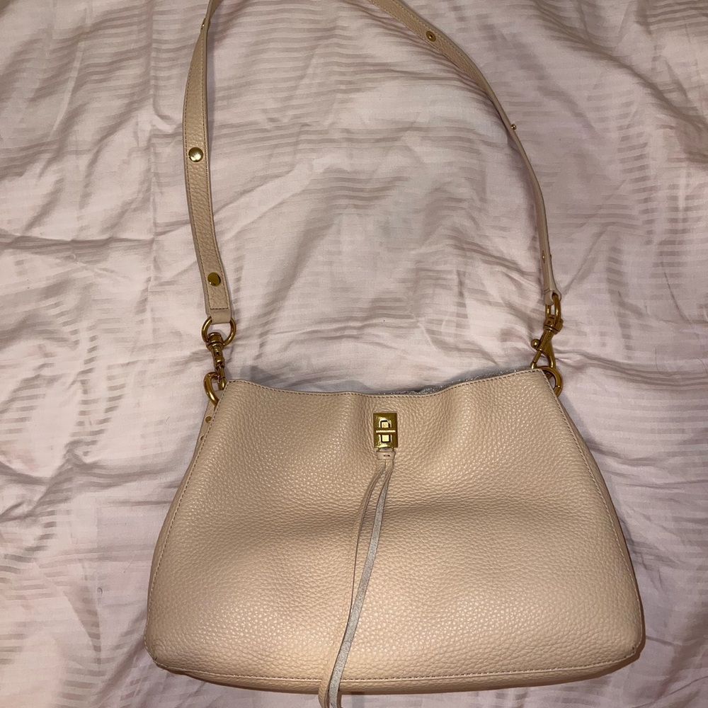 Rebecca Minkoff Cream Leather Shoulder Bag with Gold Hardware
